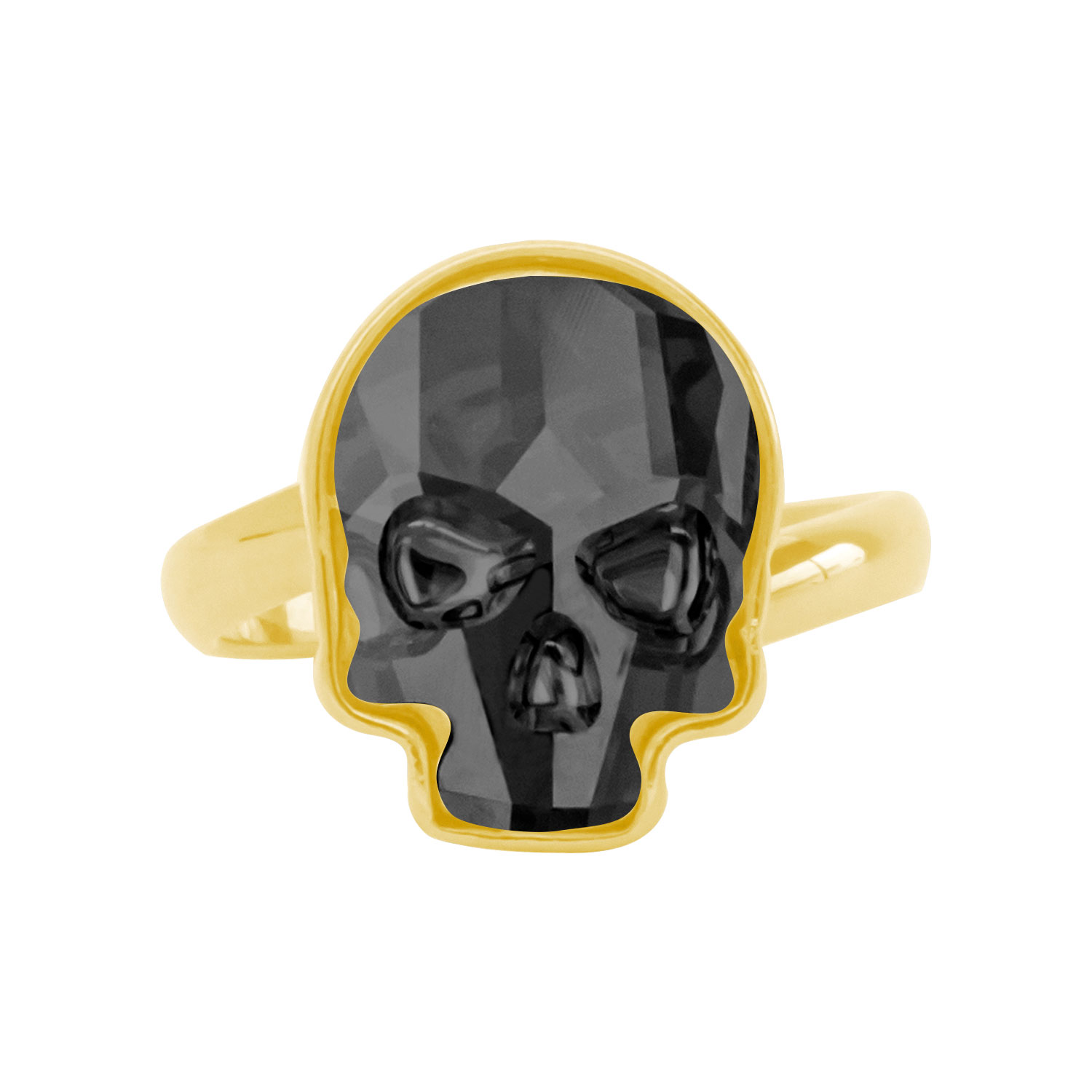 Anillo Calavera Baño de Oro 14K | Cristal Swarovski Silver Night.