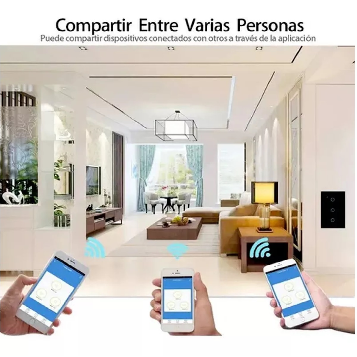 Interruptor Inteligente Wi-fi De 3 Vías Negro Sin Neutro