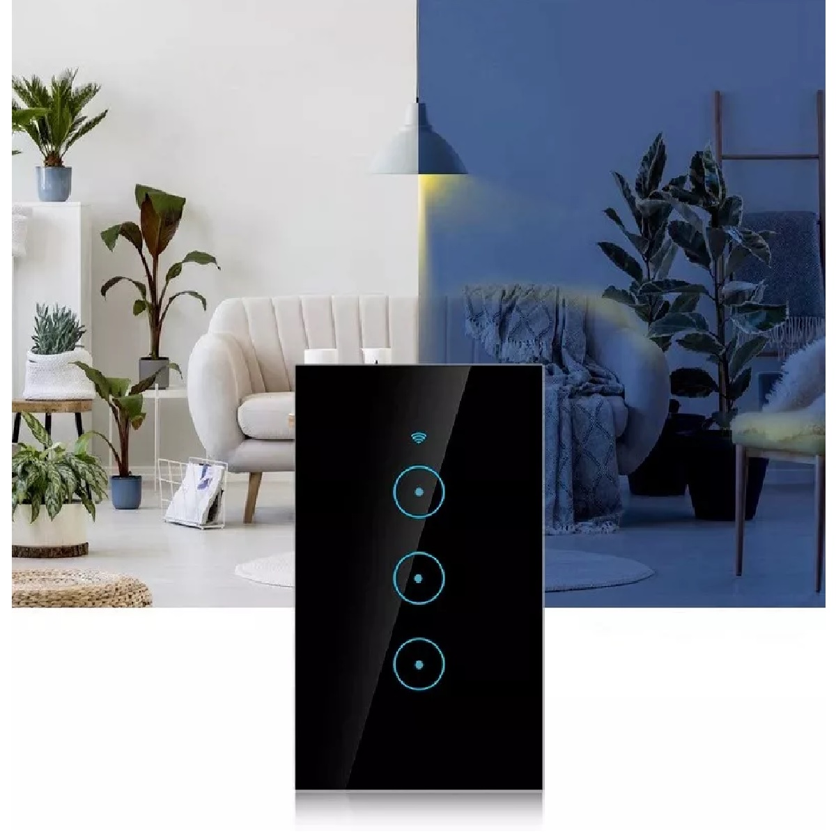 Interruptor Inteligente Wi-fi De 3 Vías Negro Sin Neutro