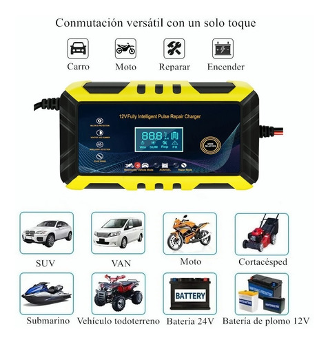 Cargador De Baterías Inteligente De 12v 6a Auto/motocicleta