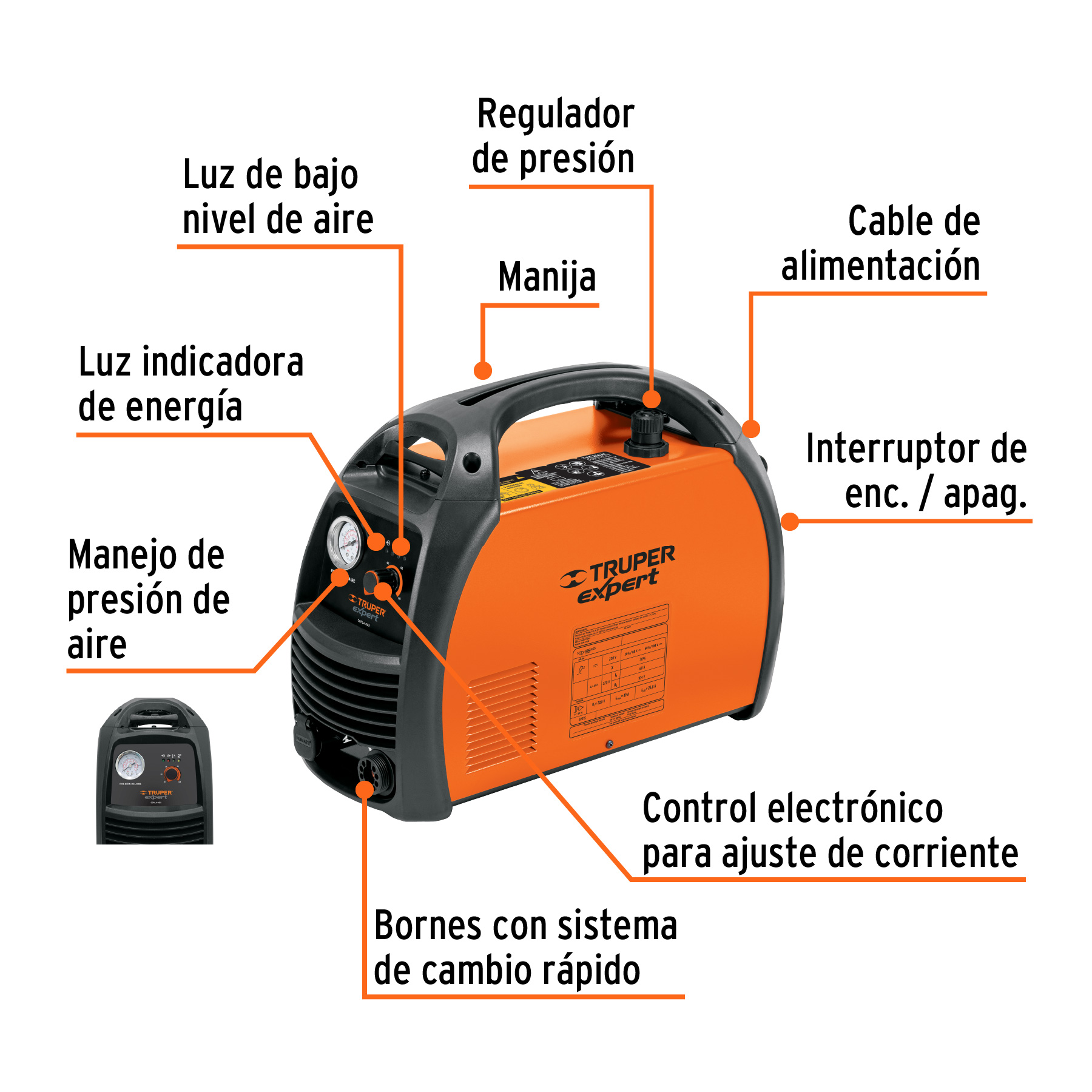 Cortadora de plasma Truper de 60 A COPLA60X naranja