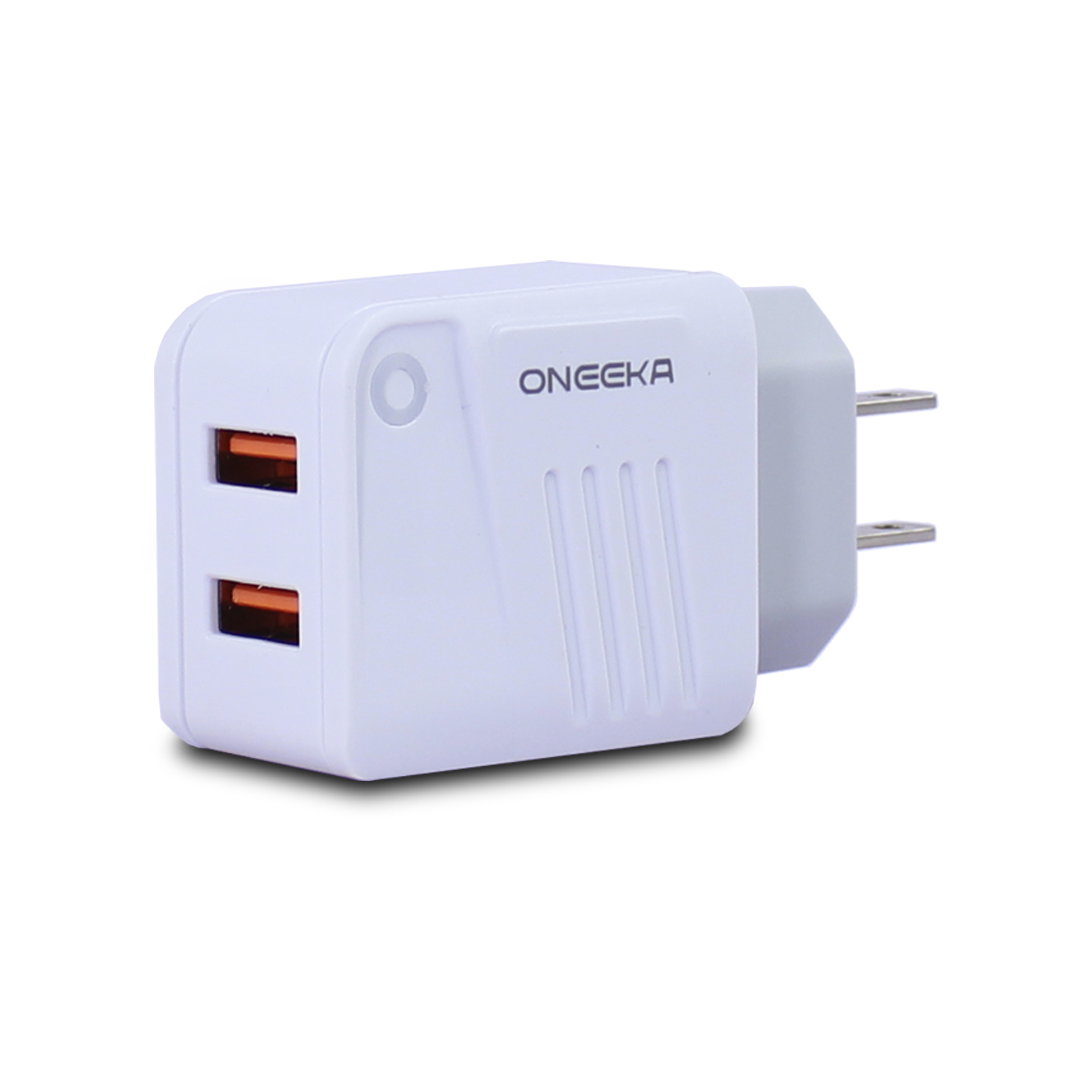 kit 3 Cubos Cargador Oneeka Doble salida Usb 5v 2.5A Más Cable V8.