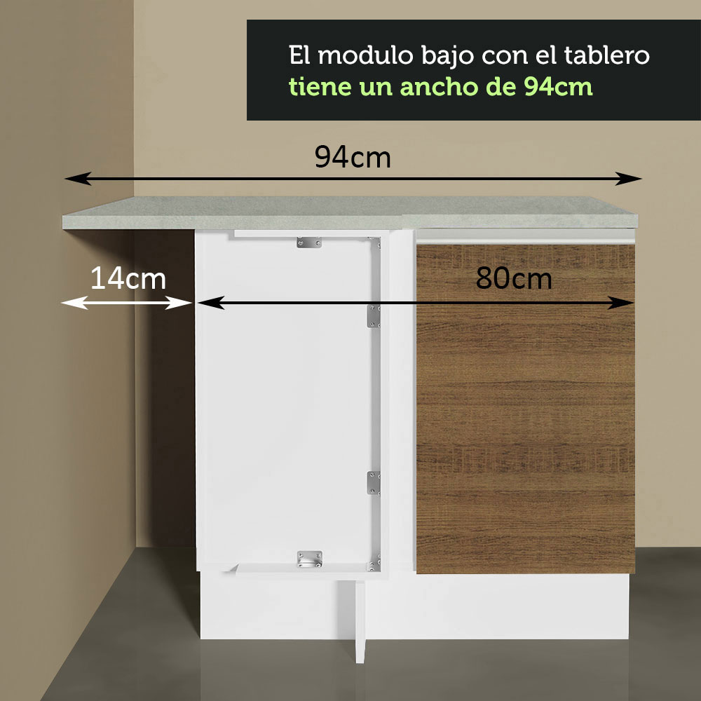 Gabinete de Esquina Madesa Glamy 1 Puerta Blanco/Marrón.