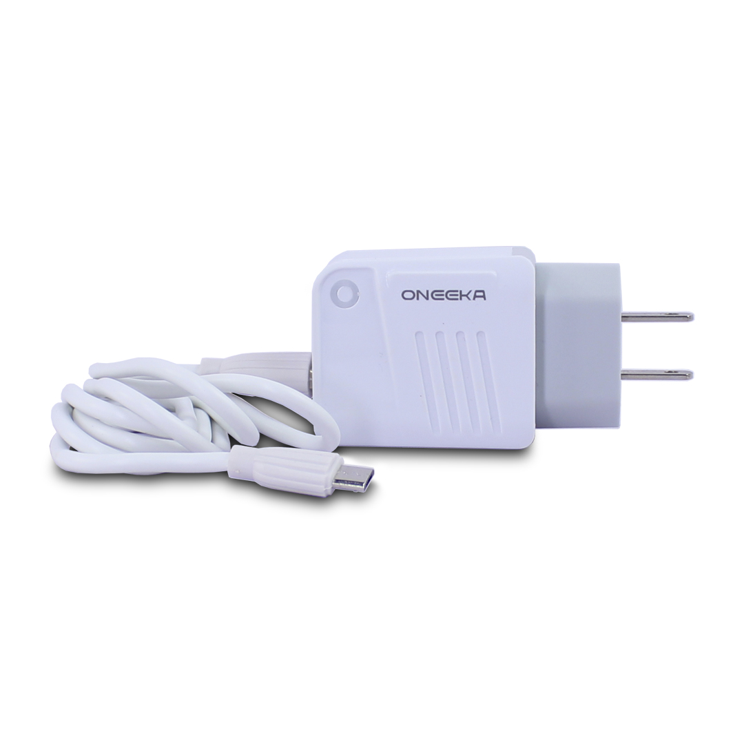 kit 3 Cubos Cargador Oneeka Doble salida Usb 5v 2.5A Más Cable V8.