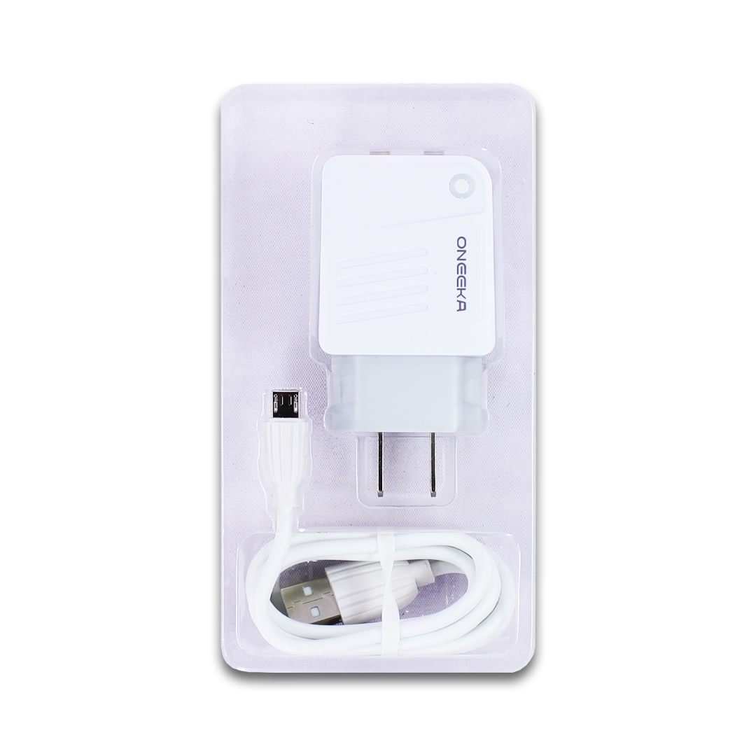 kit 3 Cubos Cargador Oneeka Doble salida Usb 5v 2.5A Más Cable V8.