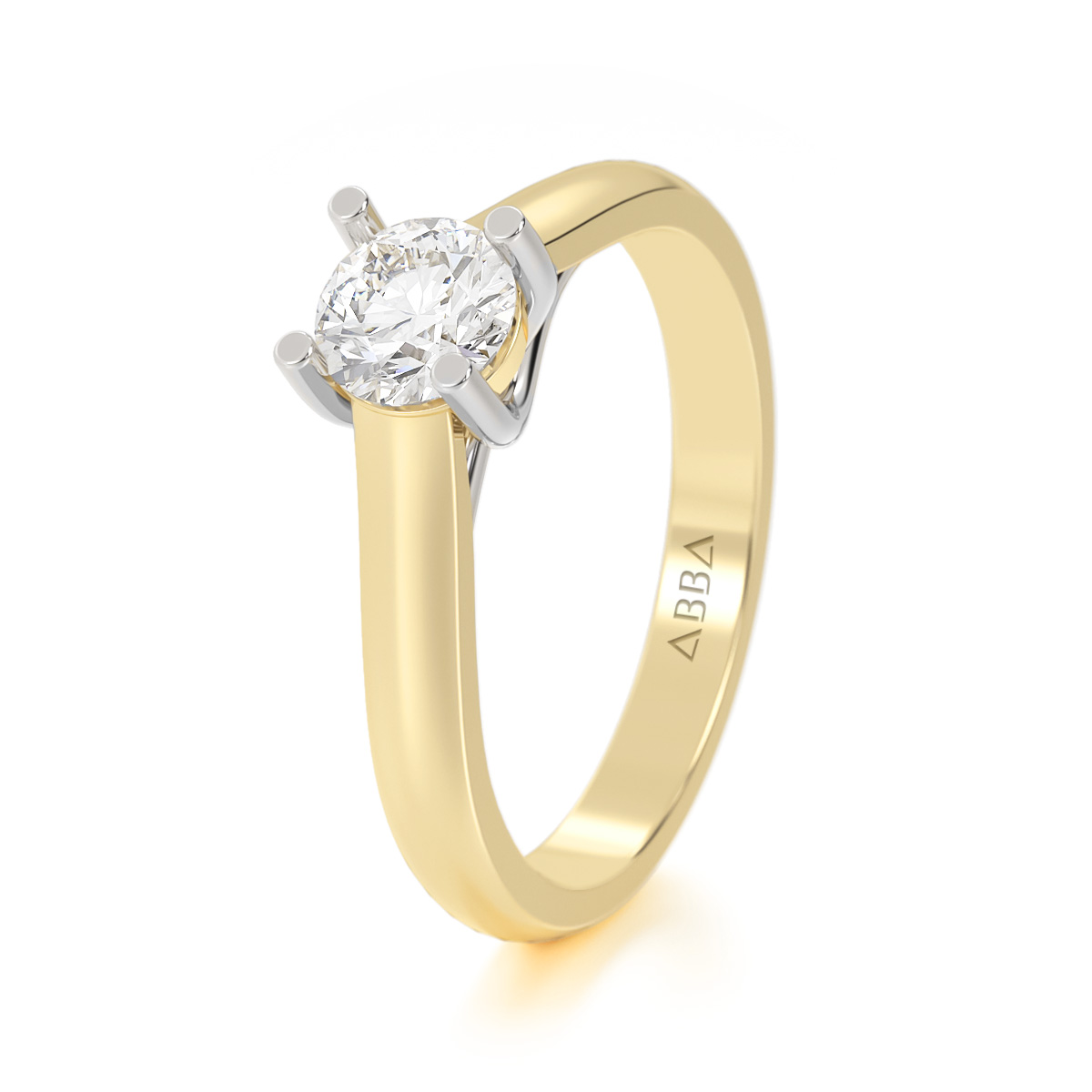 ANILLO DE COMPROMISO SOLITARIO 14K ORO AMARILLO CON PIEDRA UNIÓN ABBA JOYAS.