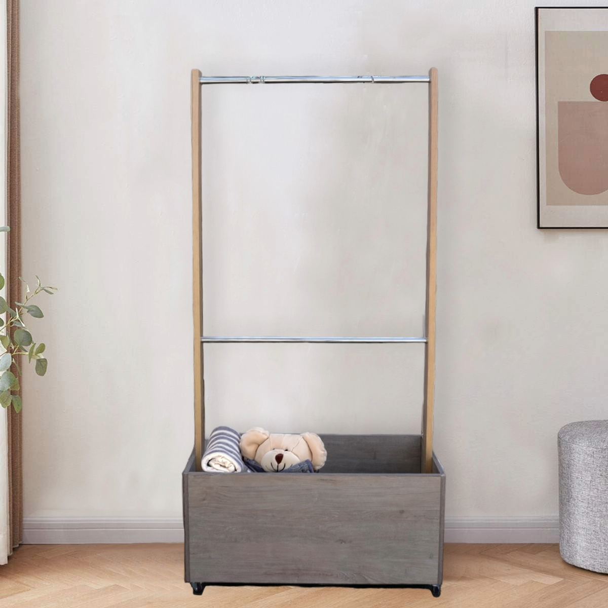 Perchero Rack con cajón profundo Organizador para colgar ropa .