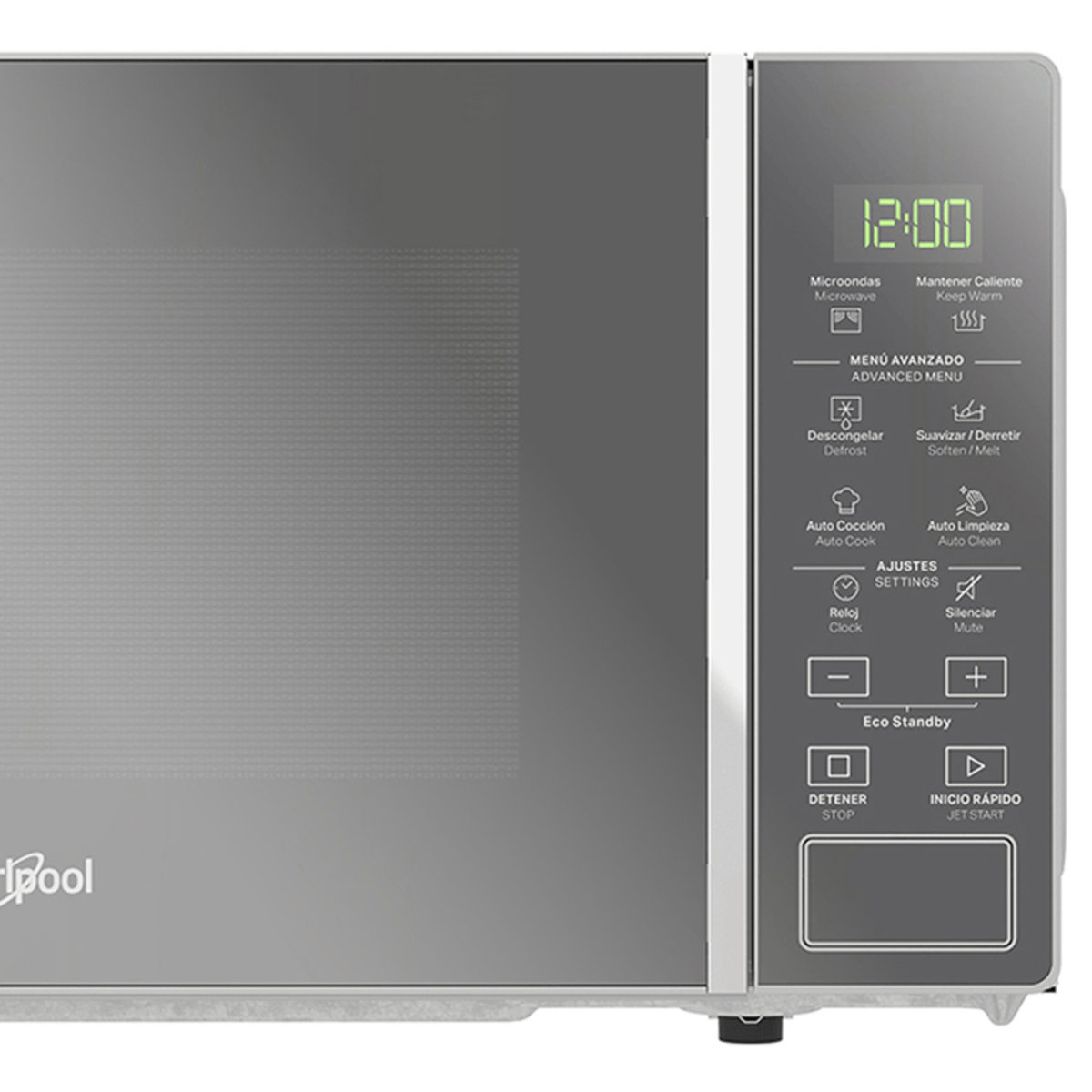 Microondas Whirlpool WM1807D de 45 cm (18") y Capacidad 0.7 p³ Acero Inox.