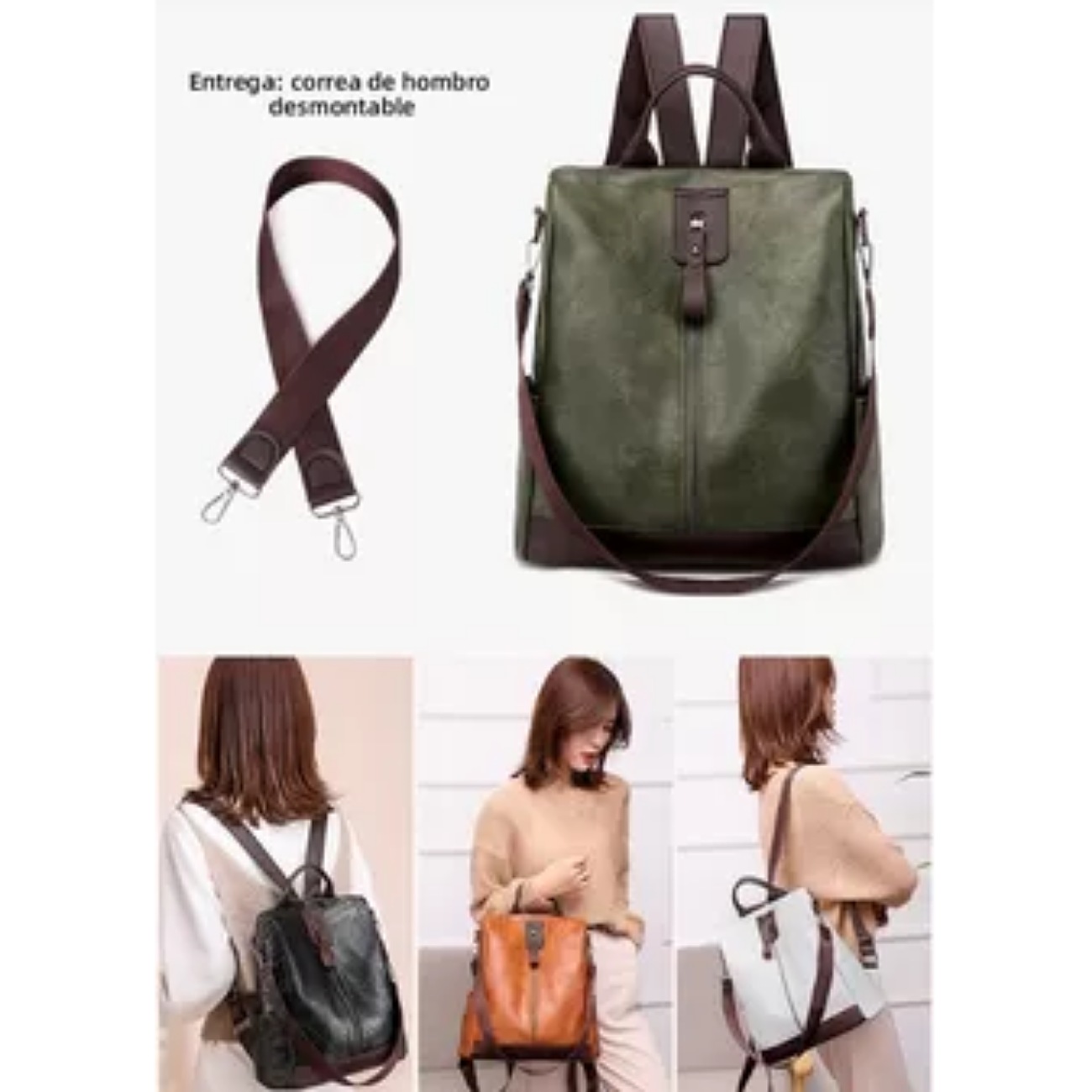 Mochila Mujer, Mochila Antirrobo Bolsos Mochila Mujer Piel