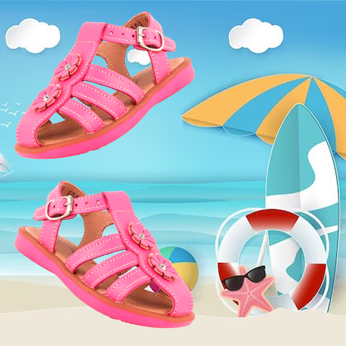 Huarache Niña Bebé Sandalia 100% Piel Cómodo Playa 1042-f.