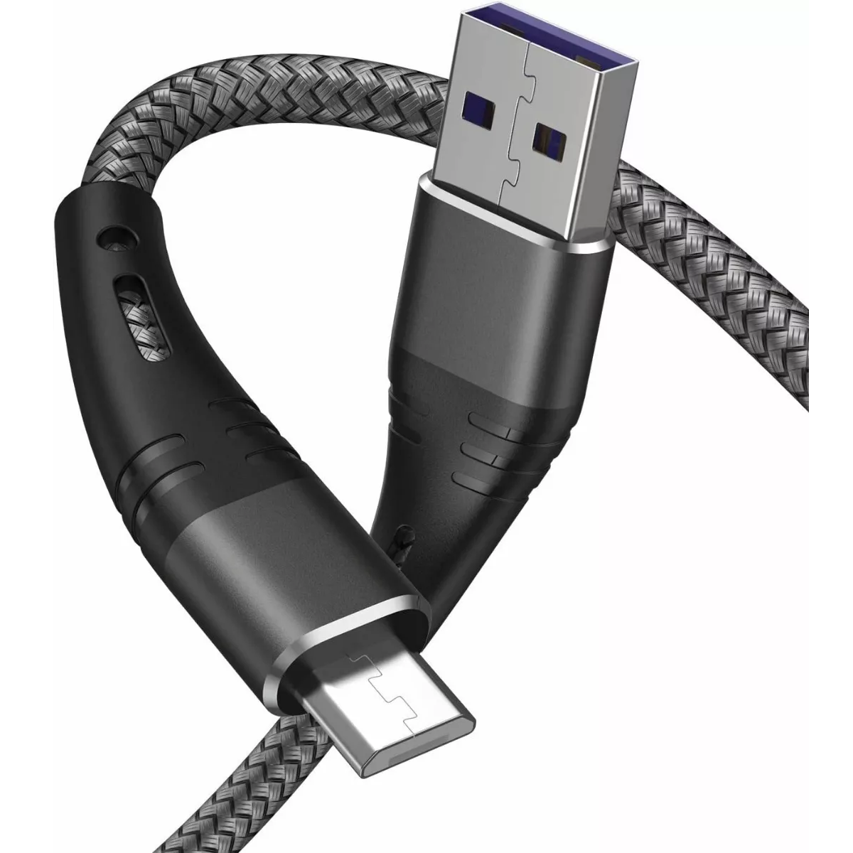 Cable V8 Micro Usb De Datos Carga Rápida 3 Metros 2 pzs Gris