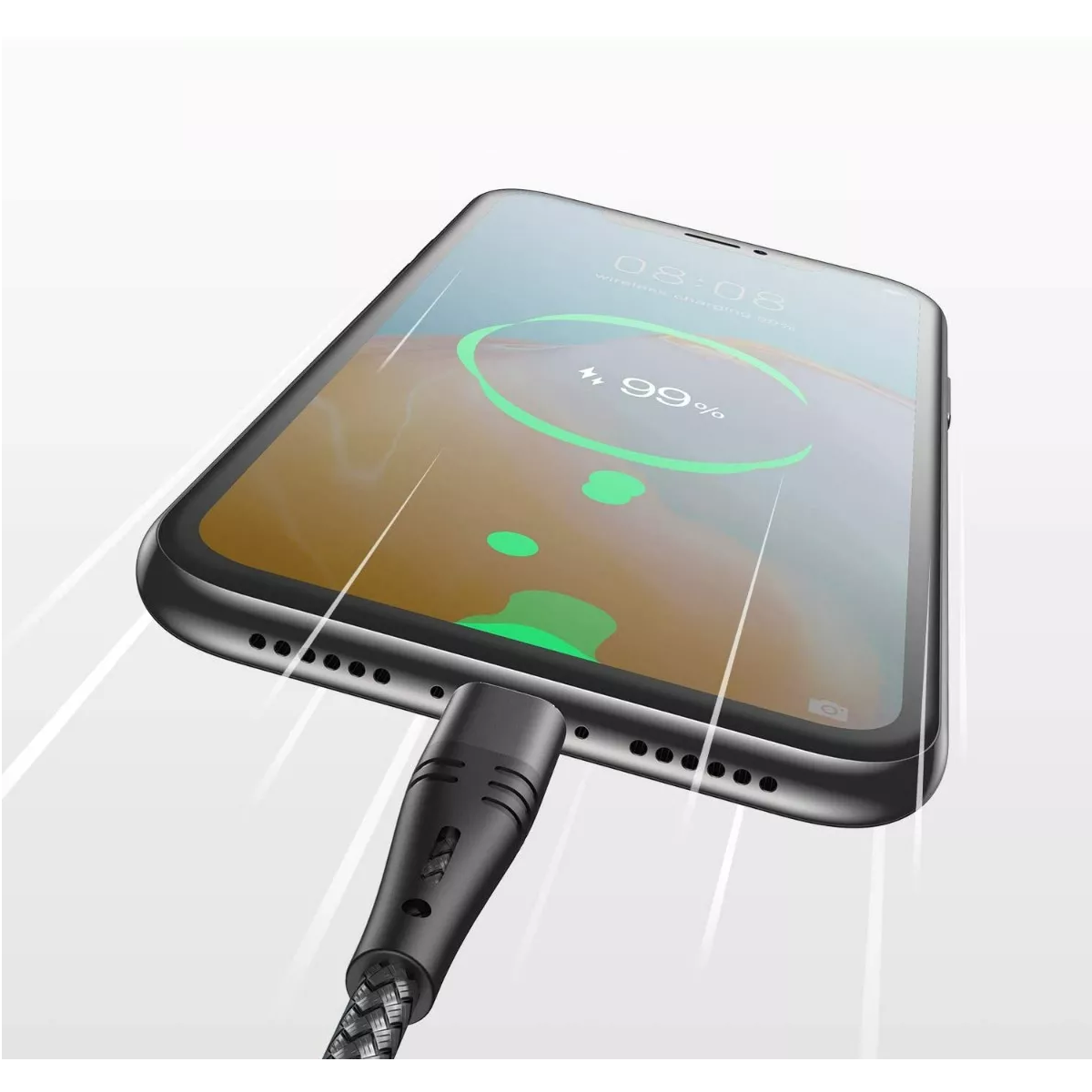 Cable V8 Micro Usb De Datos Carga Rápida 3 Metros 2 pzs Gris