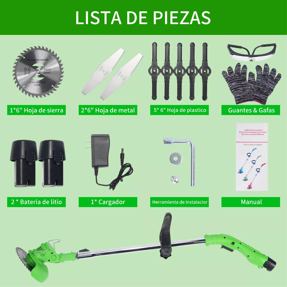 DESBROZADORA INALÁMBRICA PODADORA PASTO CORTADORA DE CÉSPED