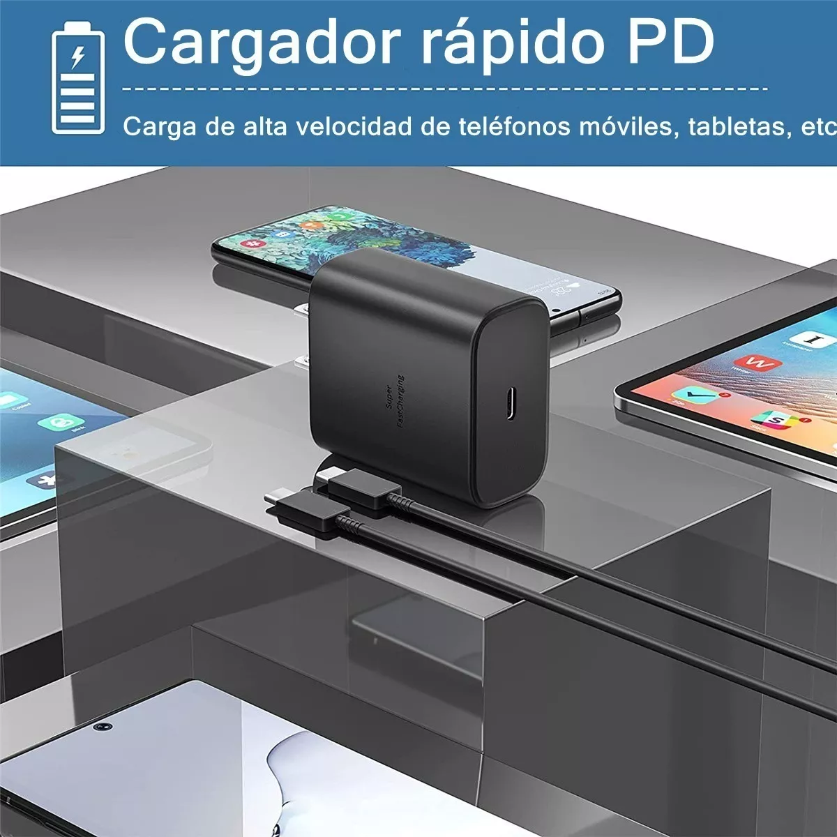 Cargador Super Carga Rápida Tipo C  Para Samsung S23 S23+ Negro