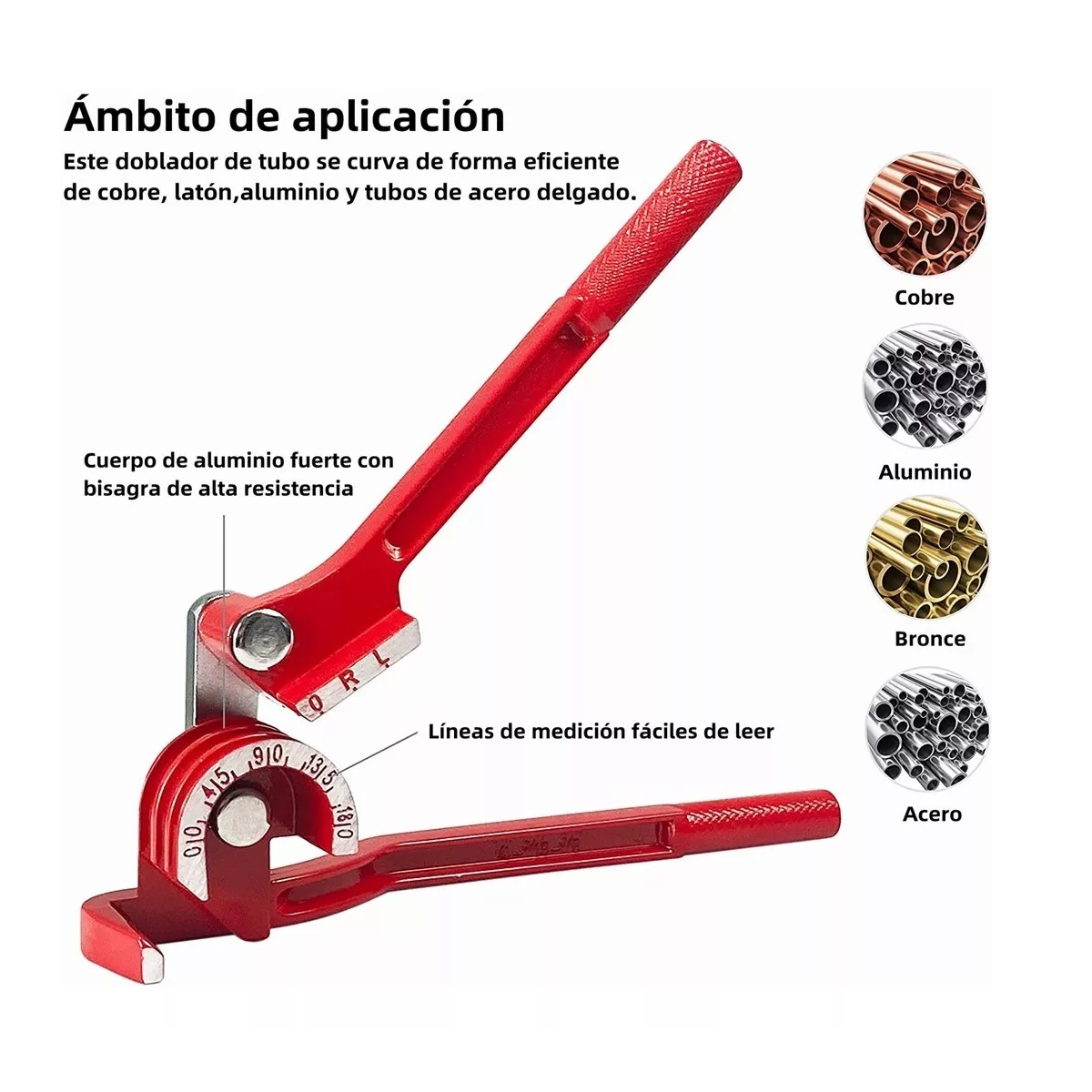 Dobladora De Tubos Cobre Aluminio +3 Destornillador Rojo