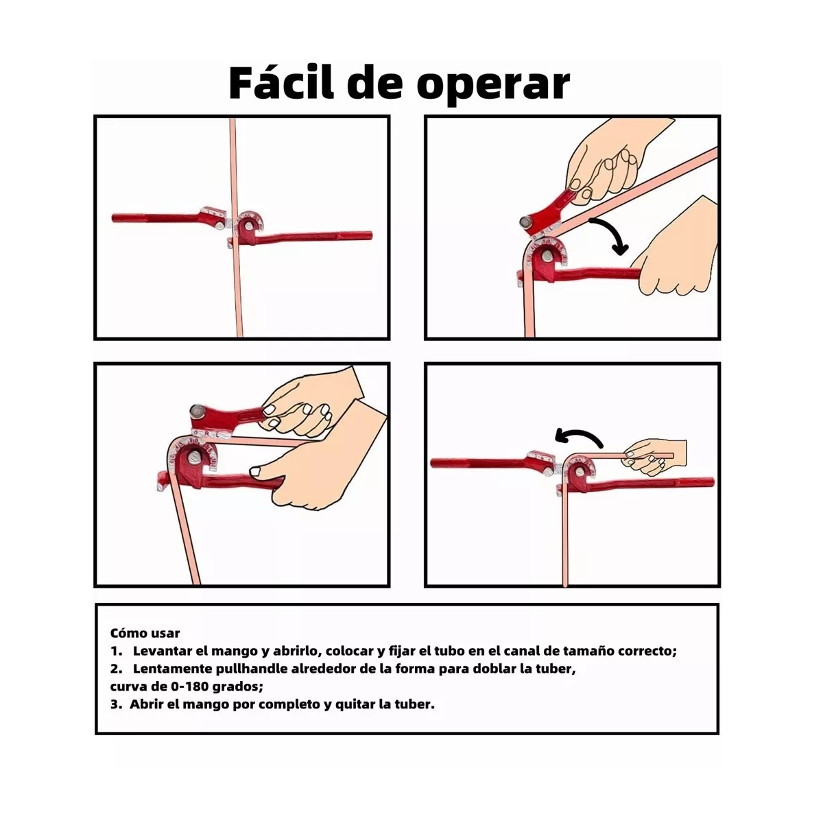 Dobladora De Tubos Cobre Aluminio +3 Destornillador Rojo