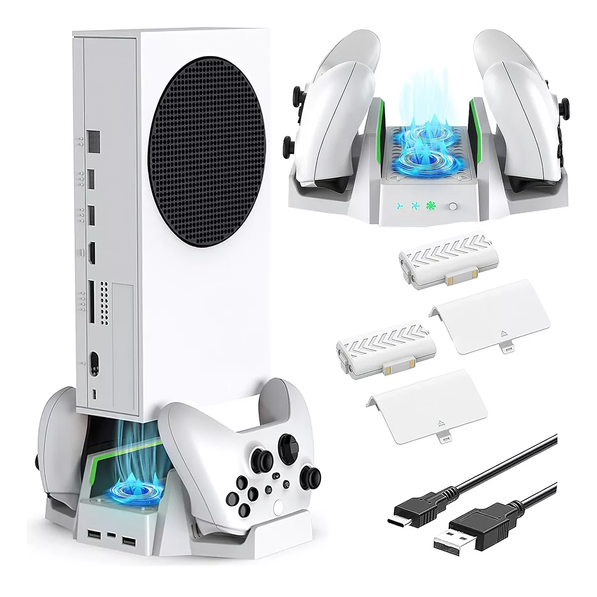 Base Ventilador Para Xbox Series S Con 2 Pilas Recargables Blanco