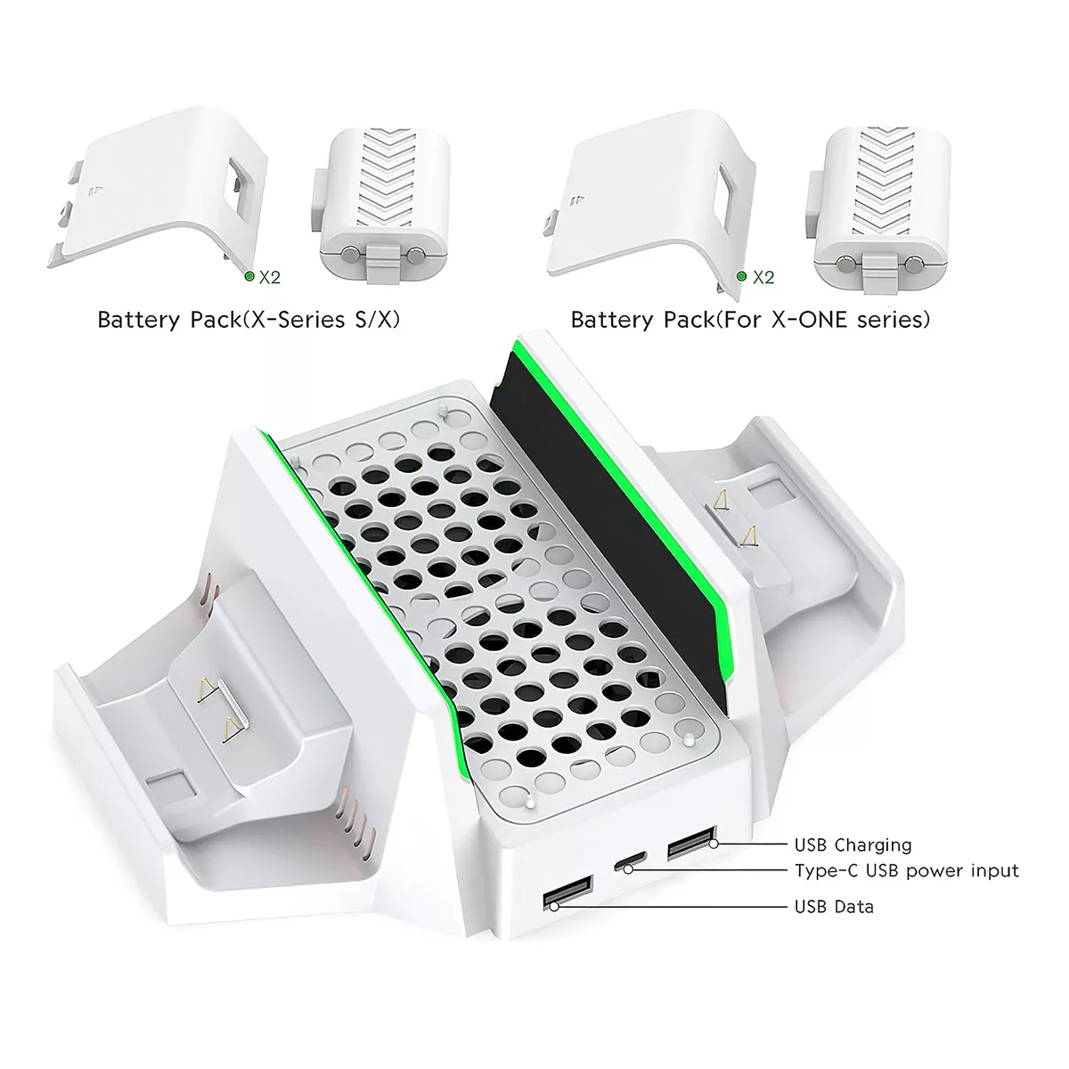 Base Ventilador Para Xbox Series S Con 2 Pilas Recargables Blanco