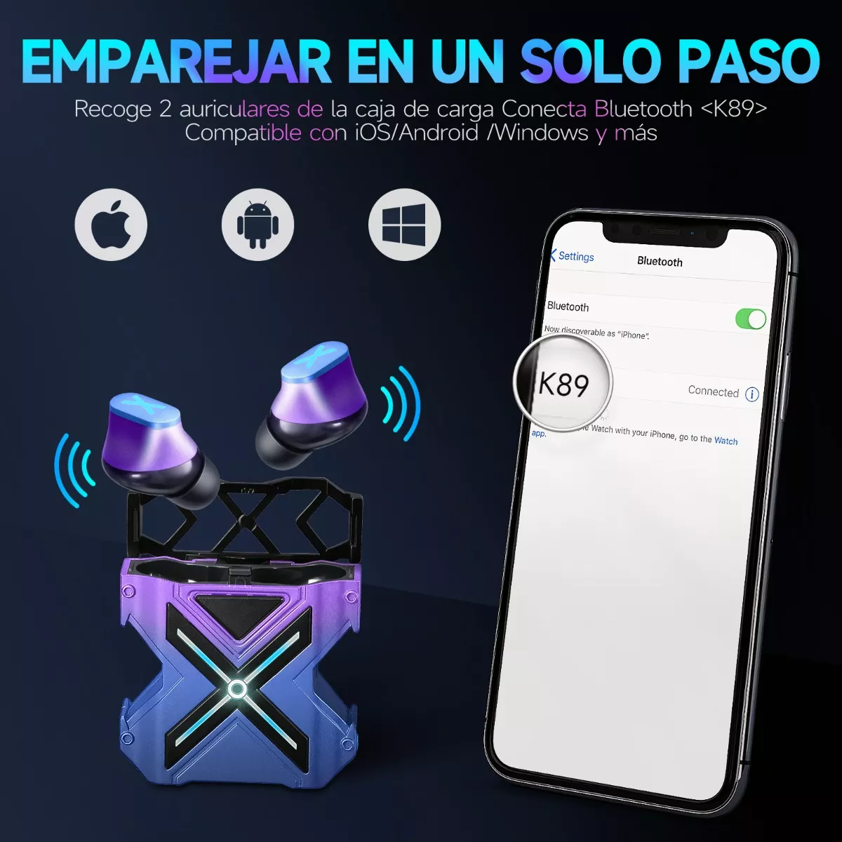 Audífonos Bluetooth GamerReducción De Ruido Morados oscuro 