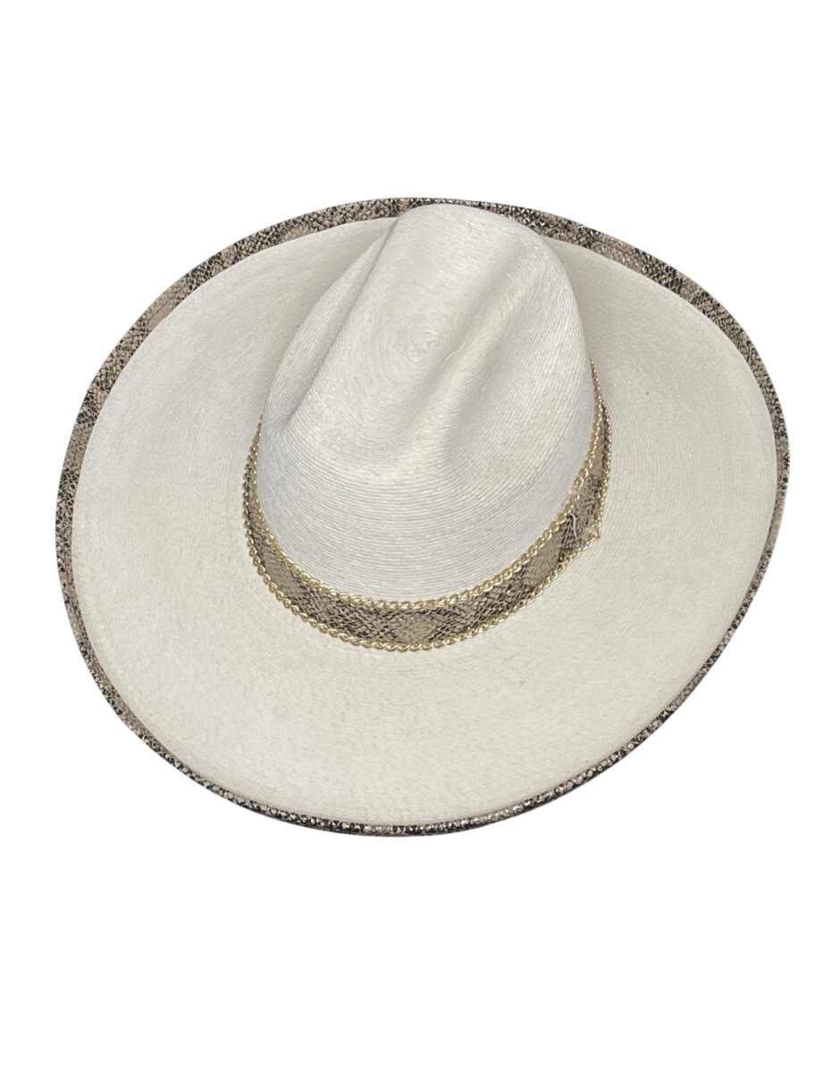 Sombrero para mujer de palma fina ARD estilo truman decorado con detalles animal print