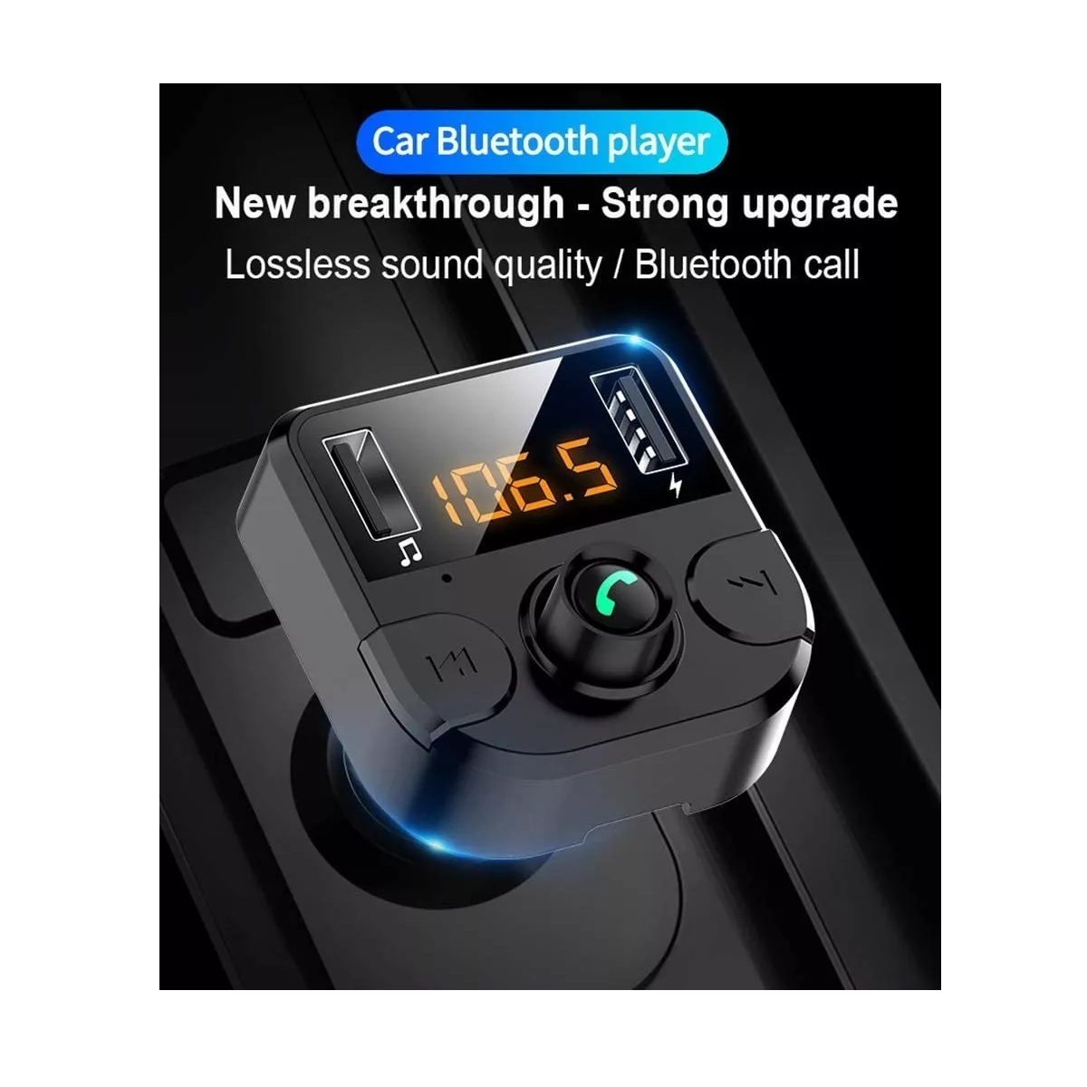Cargador Receptor Bluetooth Fm Mp3 Estéreo Negro