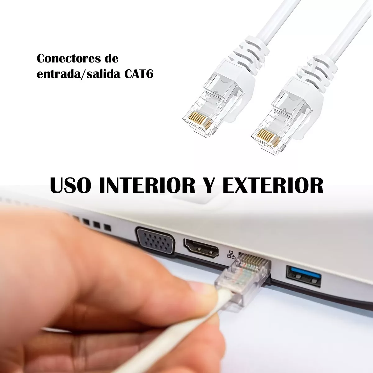 Cable Ethernet Red 20m Reforzado Internet Consola Blanco 