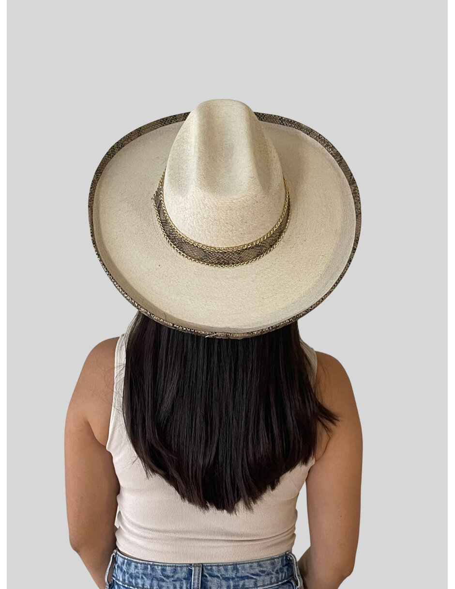 Sombrero para mujer de palma fina ARD estilo truman decorado con detalles animal print