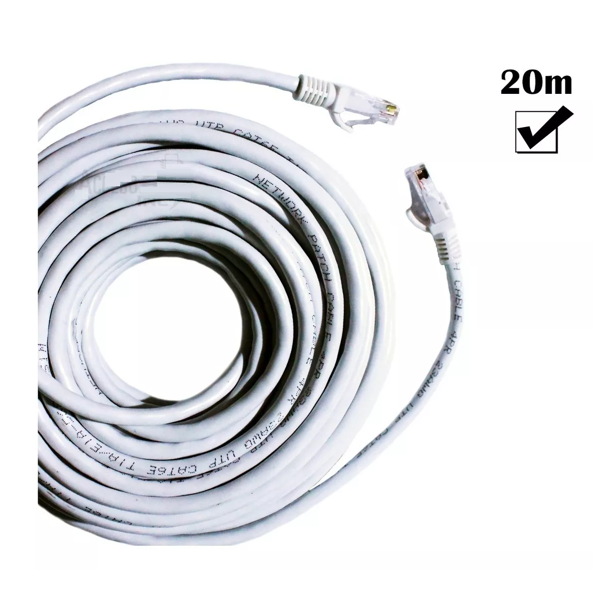 Cable Ethernet Red 20m Reforzado Internet Consola Blanco 