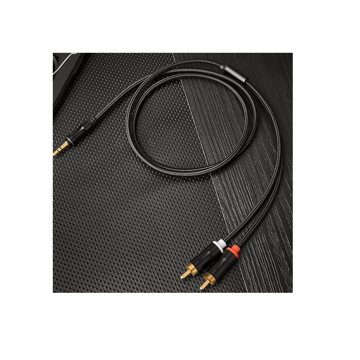 Cable Audio Auxiliar Plug Jack 3.5 Mm Macho A 2 Rca 2 M Pro Negro