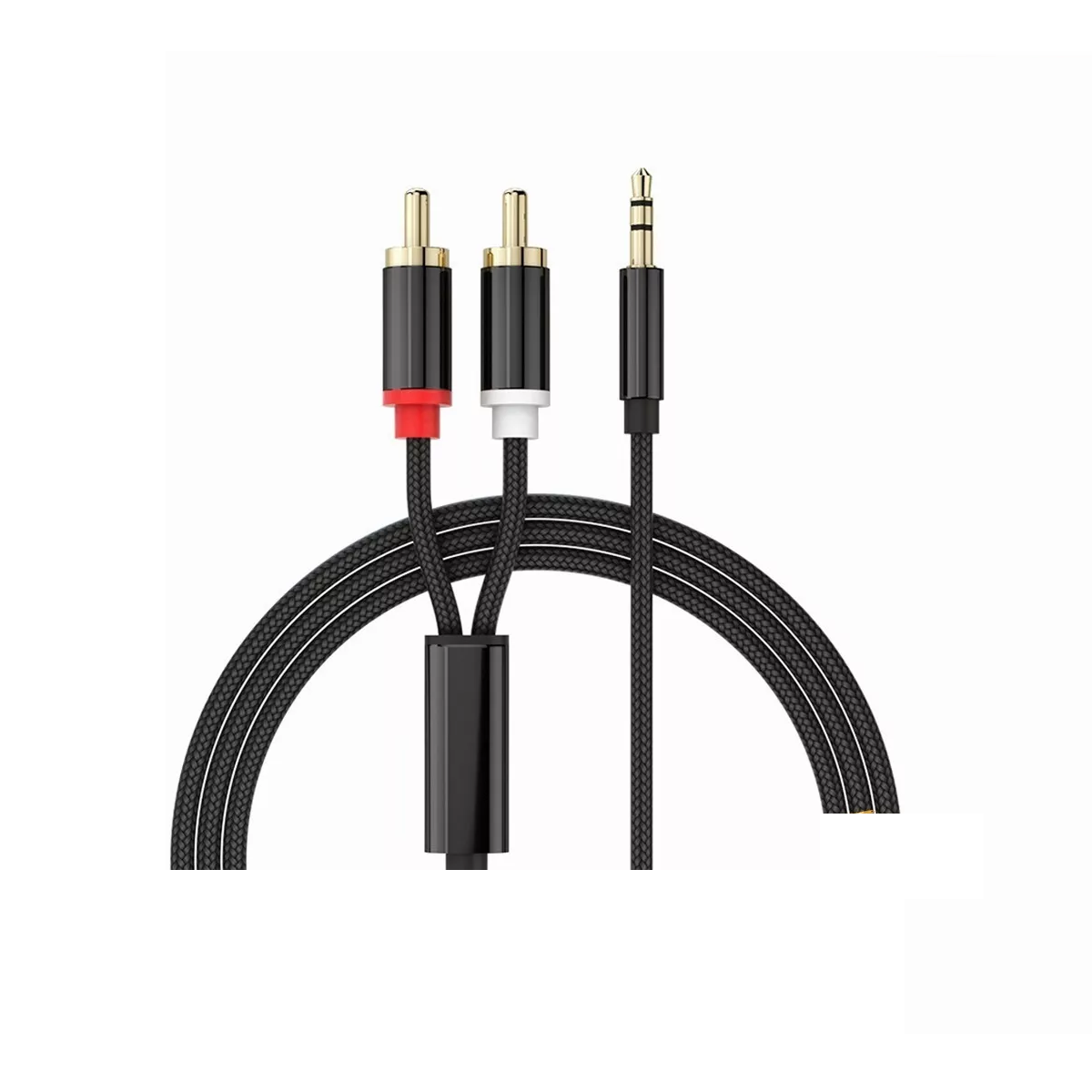 Cable Audio Auxiliar Plug Jack 3.5 Mm Macho A 2 Rca 2 M Pro Negro