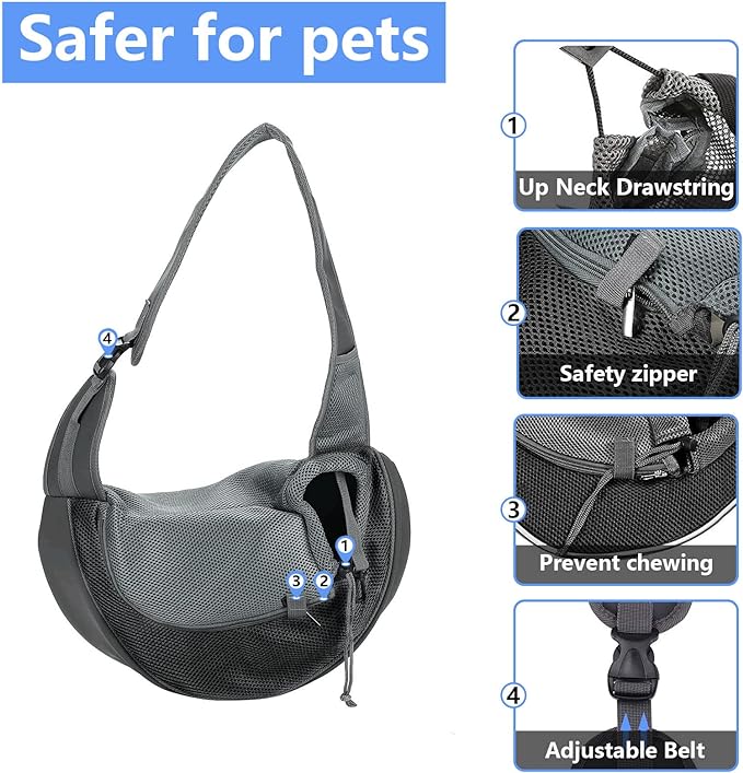 A YAUYAP Mochila Cangurera Transportadora Perros, Ajustable Cangurera Perro Hebilla para Perros, Gatos, Mascotas, Negro.