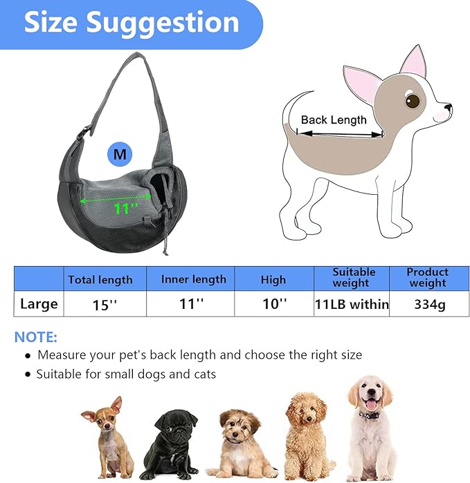 A YAUYAP Mochila Cangurera Transportadora Perros, Ajustable Cangurera Perro Hebilla para Perros, Gatos, Mascotas, Negro.