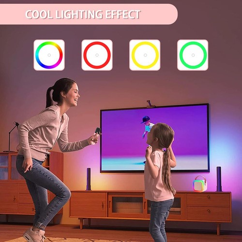 "Bocina Karaoke Bluetooth Recargable Portatil Con 2 Microfono Cuadrado Rosa "