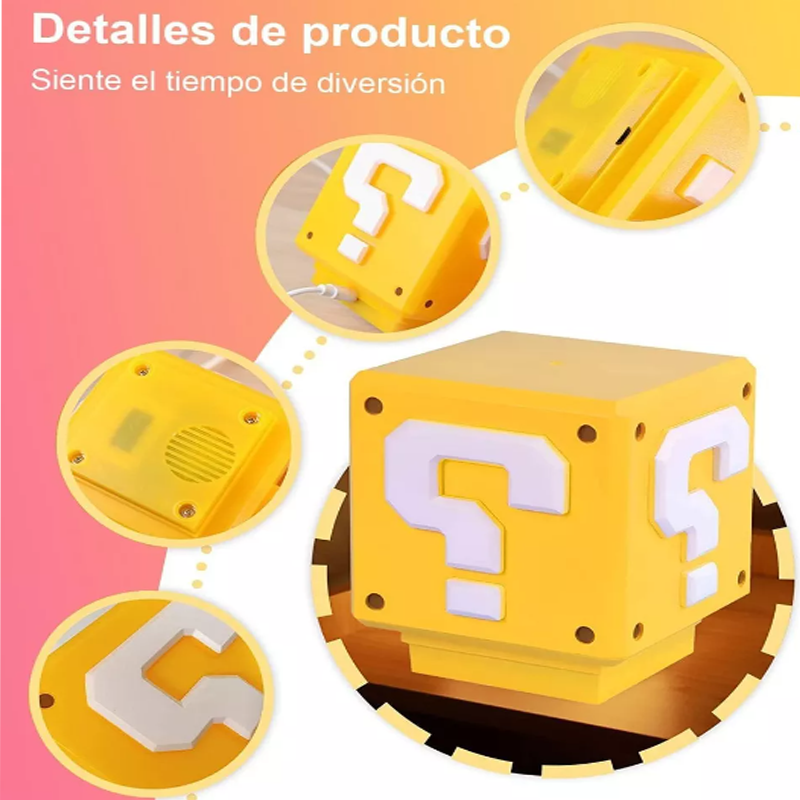Mario Bros Lampara Led Noche Con Signo Interrogacion Y Sonido