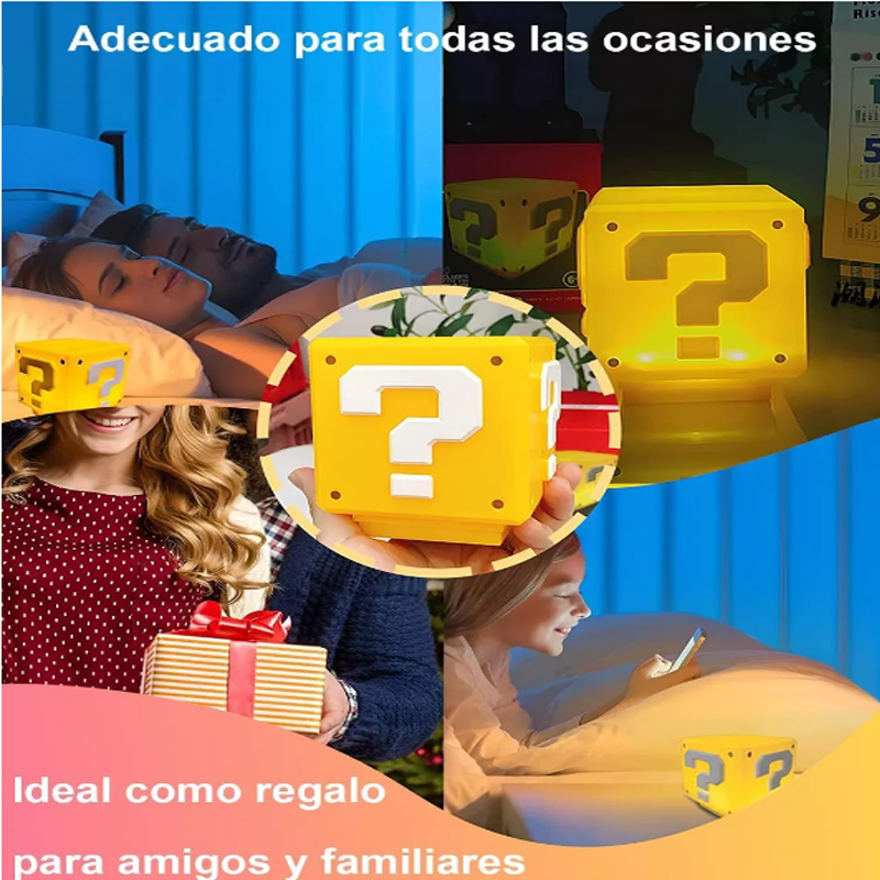 Mario Bros Lampara Led Noche Con Signo Interrogacion Y Sonido