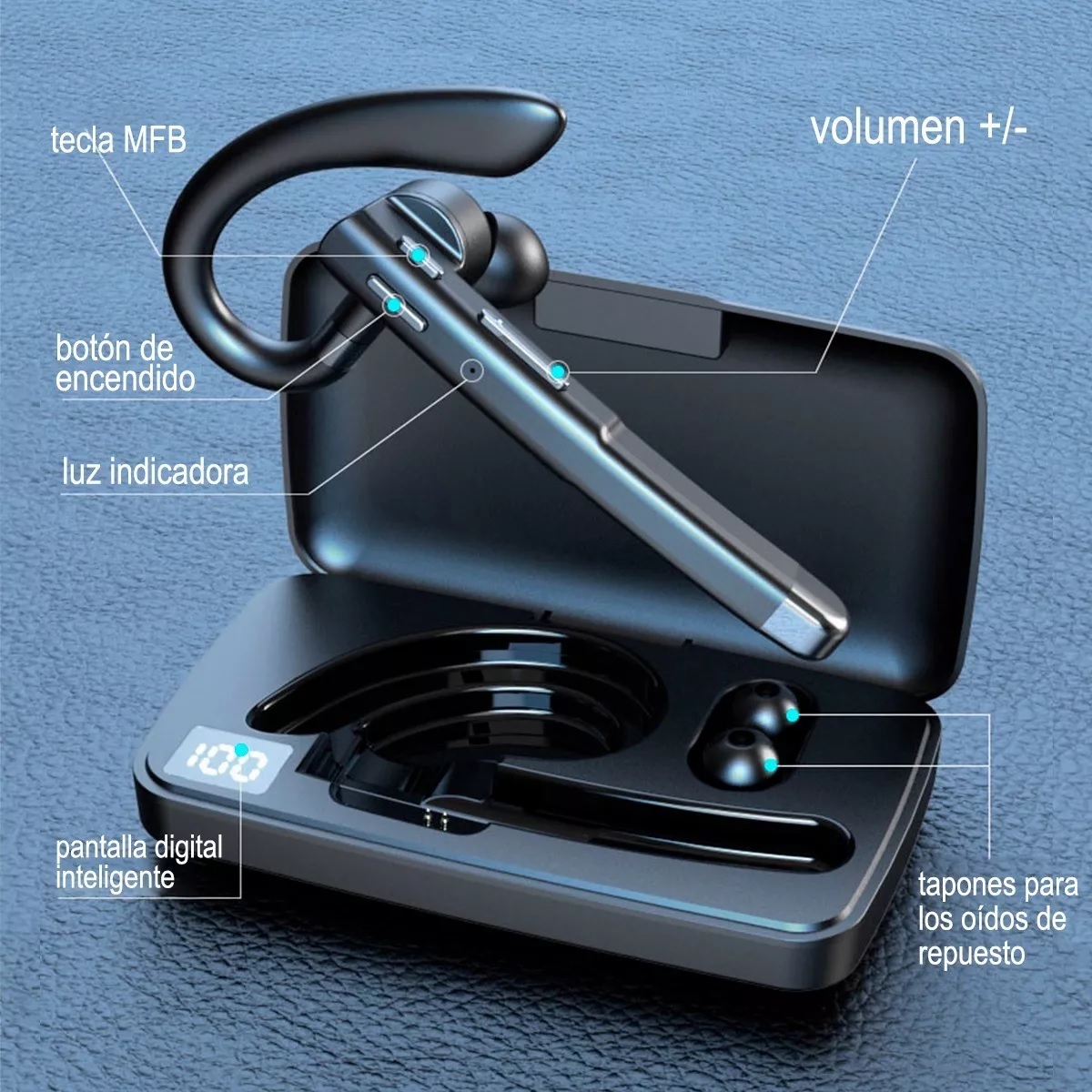 Audífonos Bluetooth Mic Llamada Comercial Reduc-ruido Negro