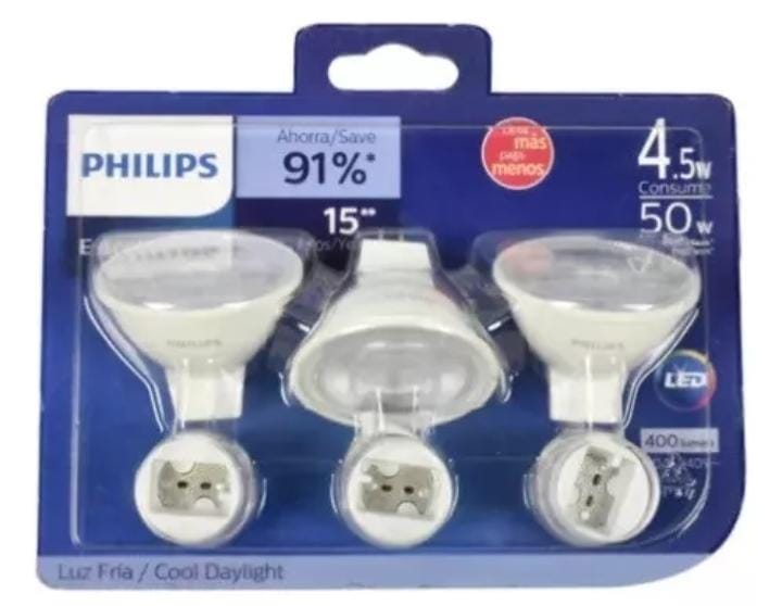 Focos Philips Spot Led Essential Mr16-4.5w Luz Fría Con 3.