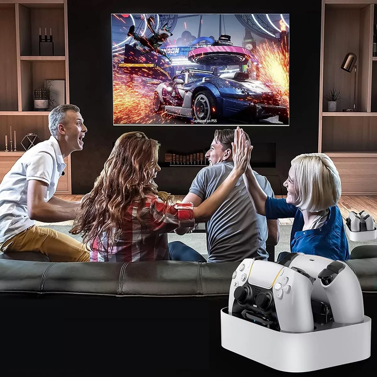 Cargador Para Ps5 2 Controles Dualsense Carga Rápida Con Luz Blanco
