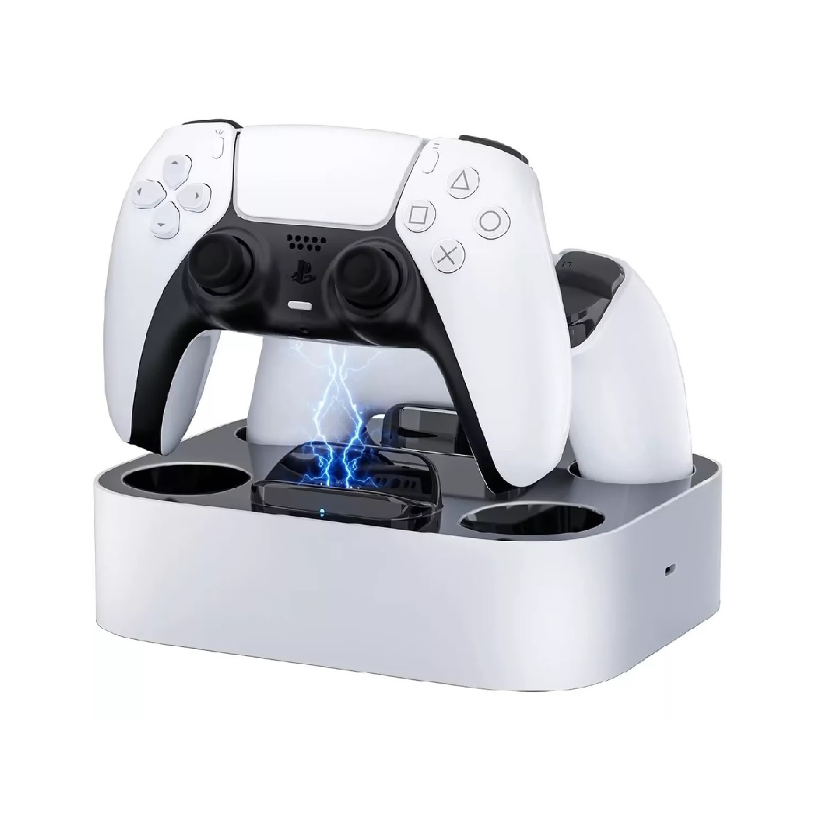 Cargador Para Ps5 2 Controles Dualsense Carga Rápida Con Luz Blanco