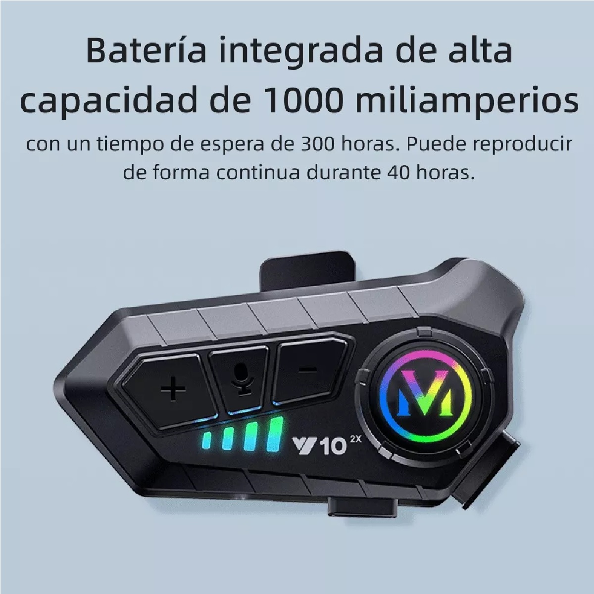 Intercomunicador Motocicleta Para Casco Bluetooth 1000ma Ip7 Negro