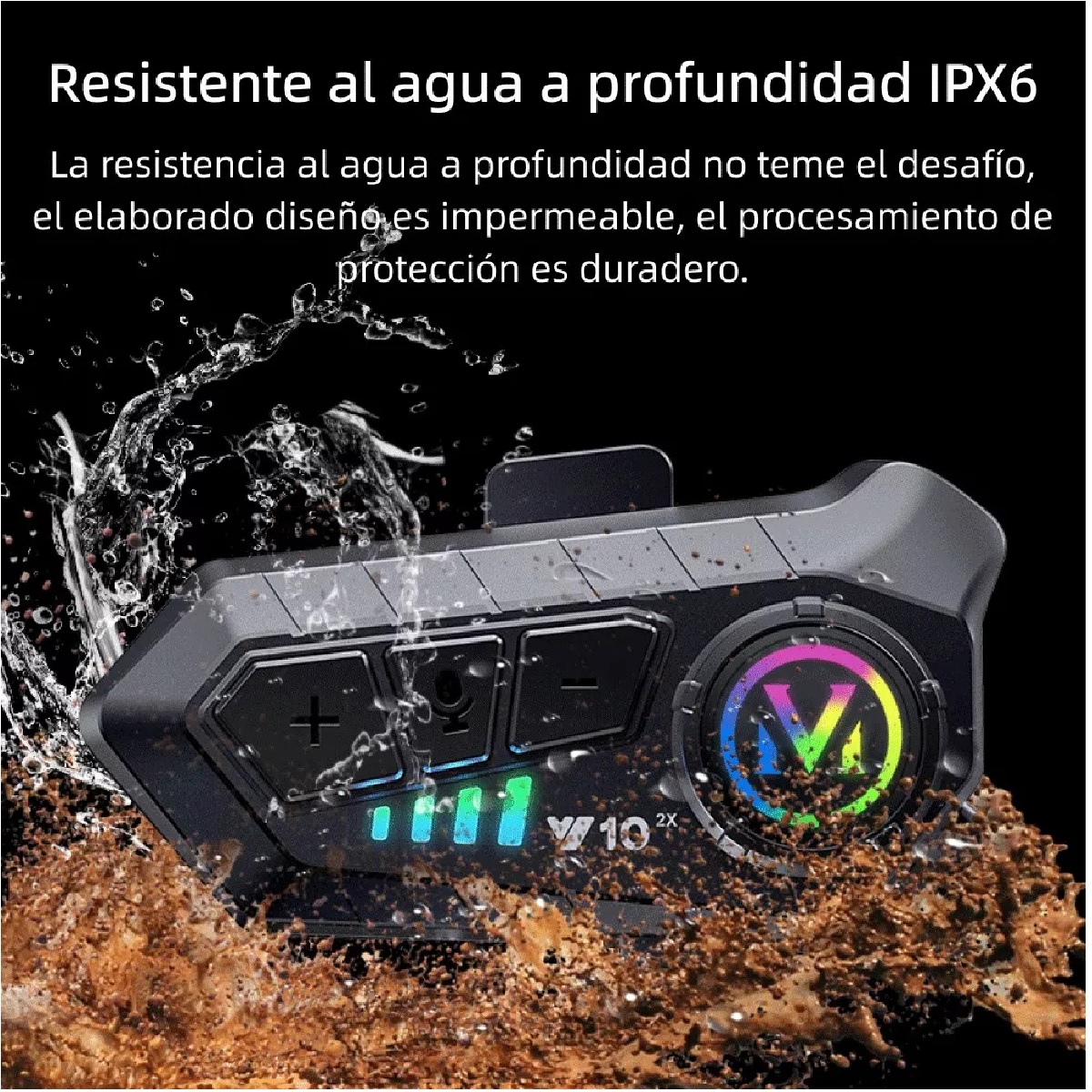 Intercomunicador Motocicleta Para Casco Bluetooth 1000ma Ip7 Negro