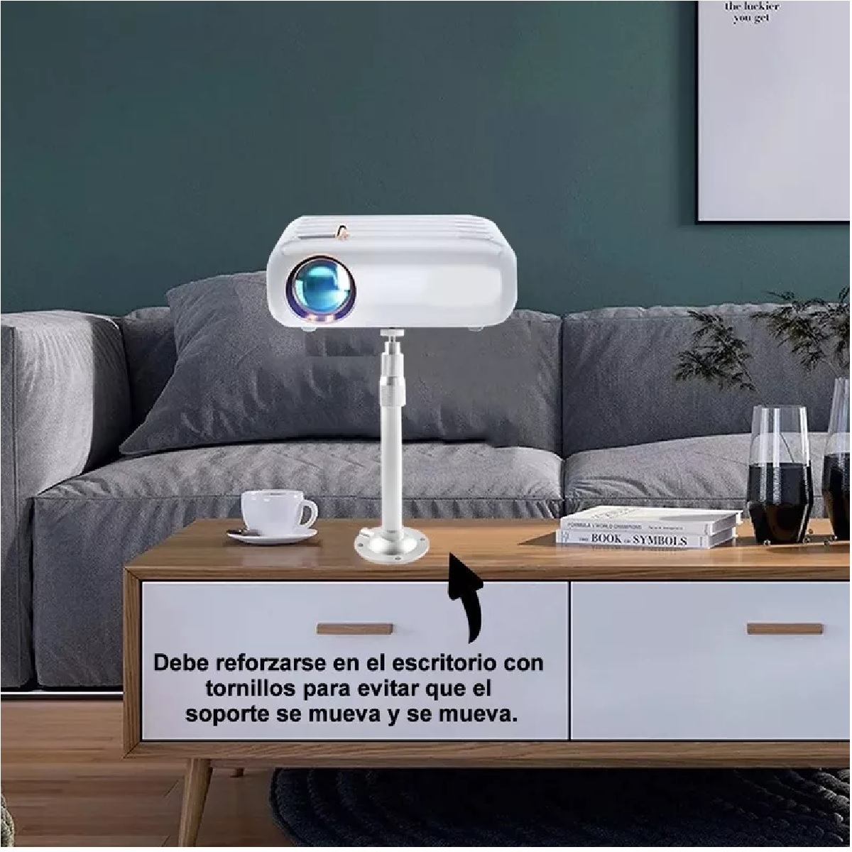 Soporte Para Proyector Y Base Universal Techo Ajustable 360° Blanco