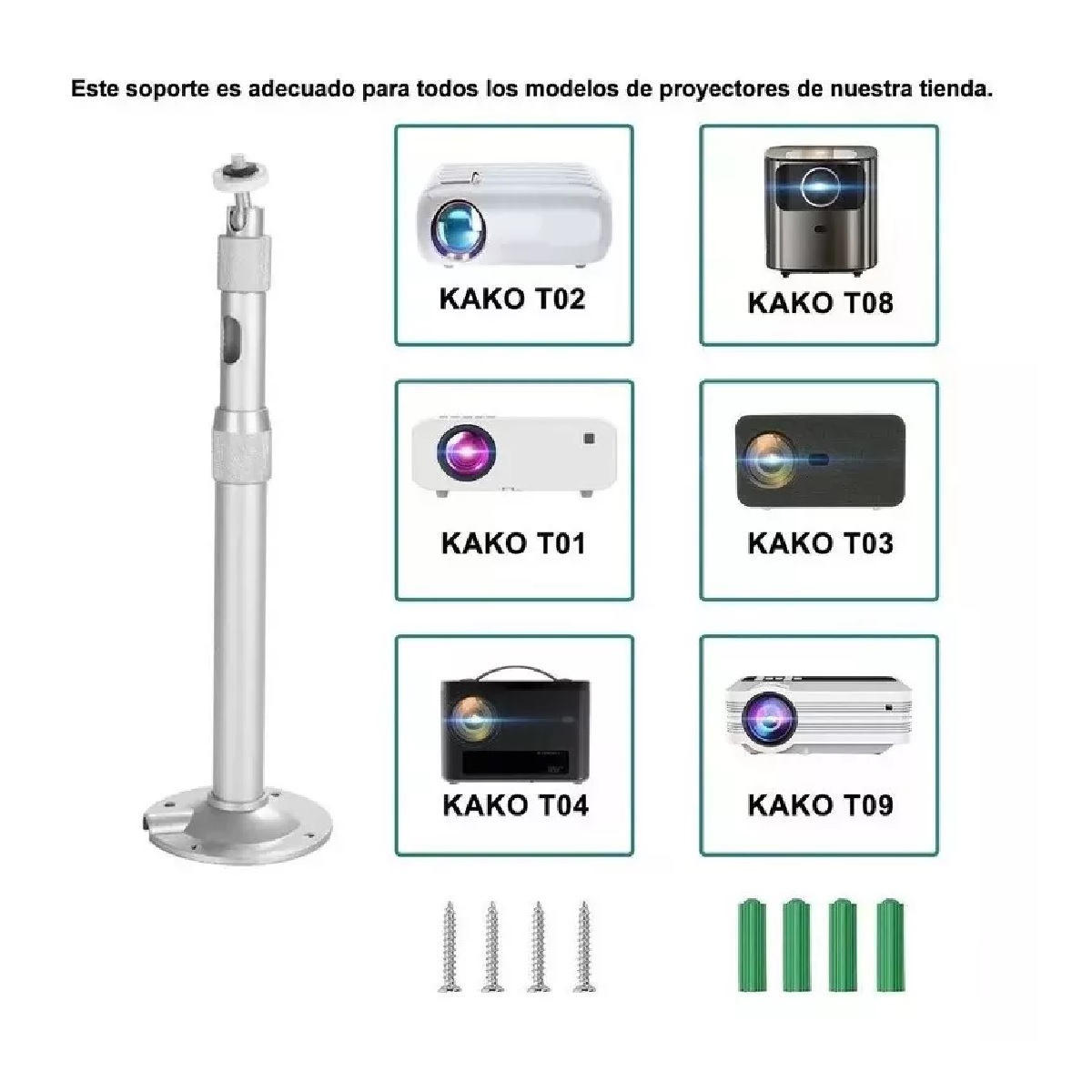 Soporte Para Proyector Y Base Universal Techo Ajustable 360° Blanco
