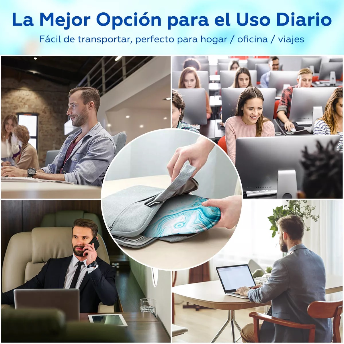 Mouse Pad Ergonomico con Soporte Reposamuñeca Azul