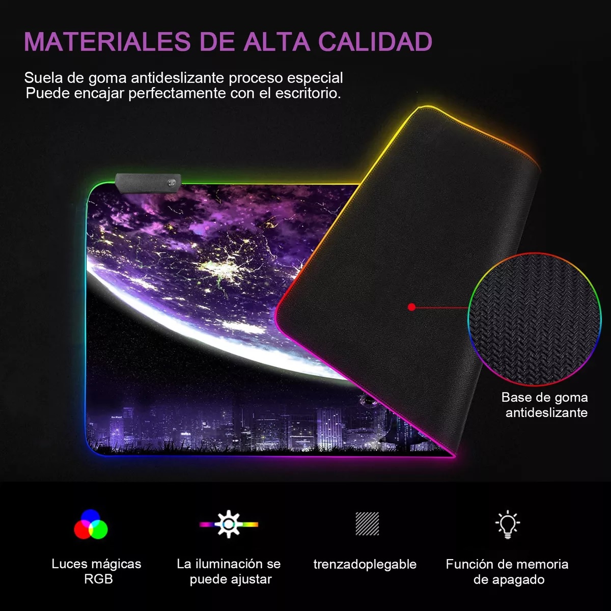 Mouse Pad Gamer, Base De Goma Antideslizante 80 X 30 cm Planeta 