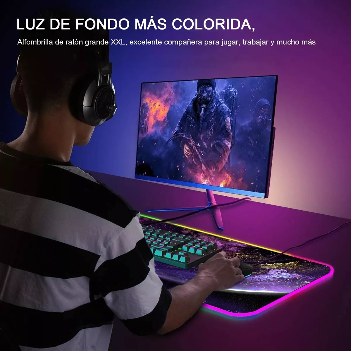 Mouse Pad Gamer, Base De Goma Antideslizante 80 X 30 cm Planeta 