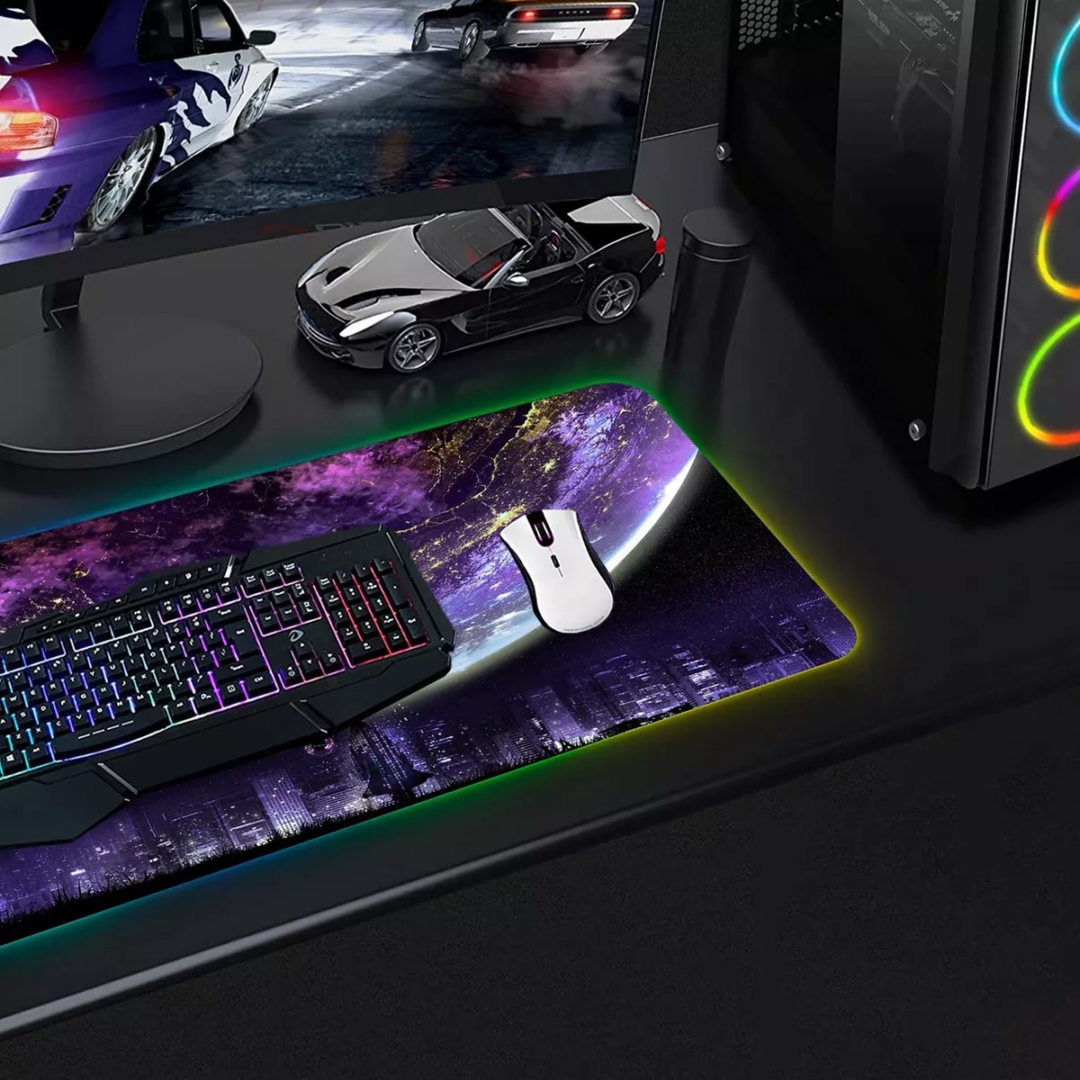 Mouse Pad Gamer, Base De Goma Antideslizante 80 X 30 cm Planeta 