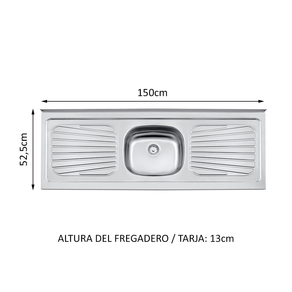 Gabinete Bajo Cocina Madesa Glamy con Tarja 150cm BM