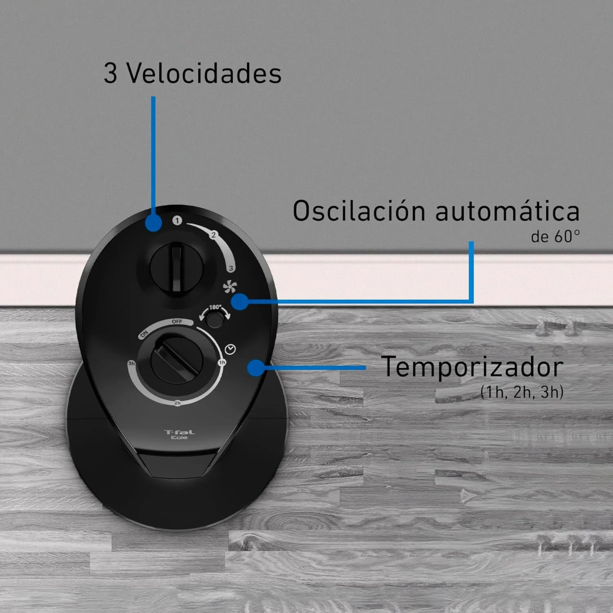Ventilador Torre TFal Eole Infinite VF6621 3 Vel Temporizador.