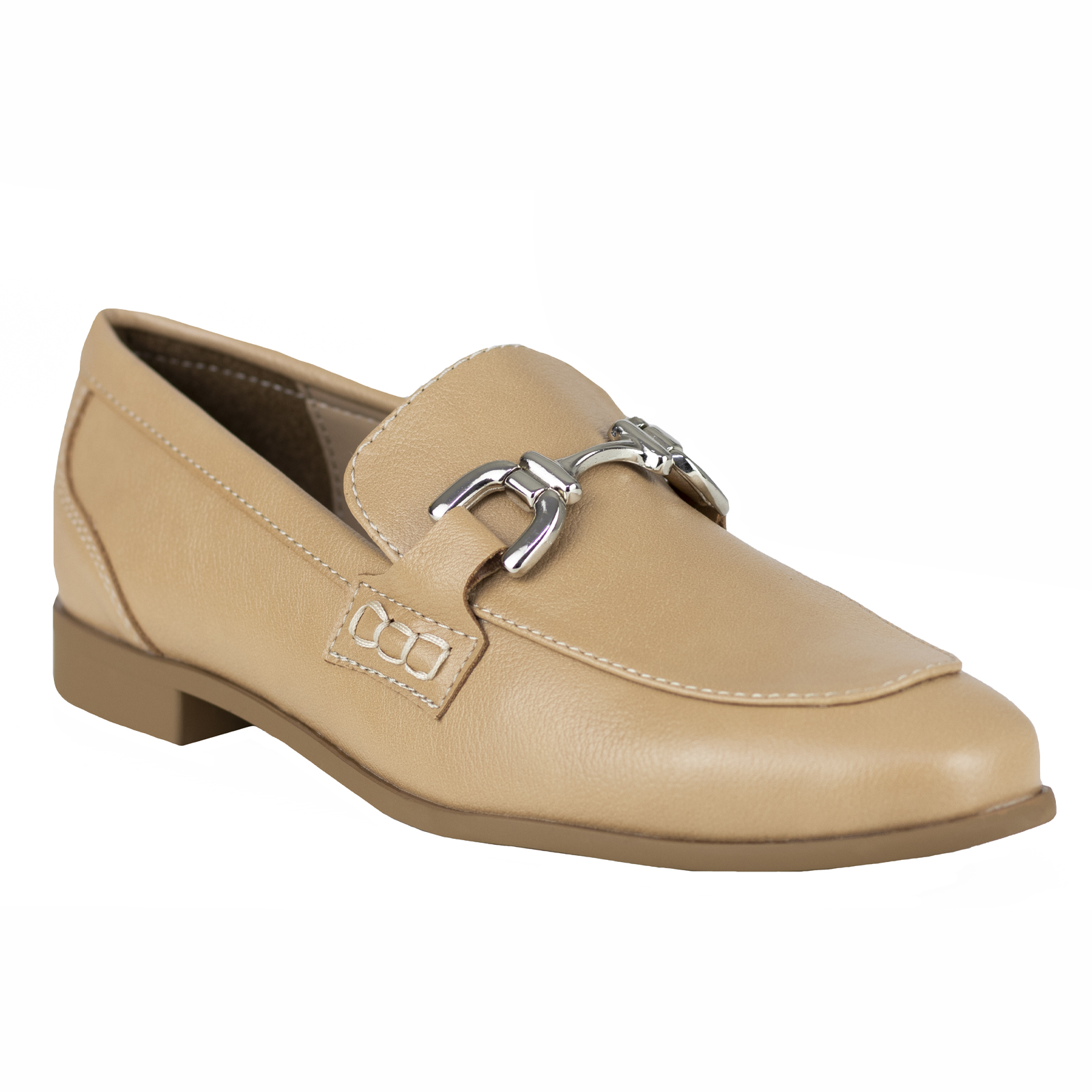Mocasines Para Mujer Clasico Hebilla Salamandra 29701 Beige.